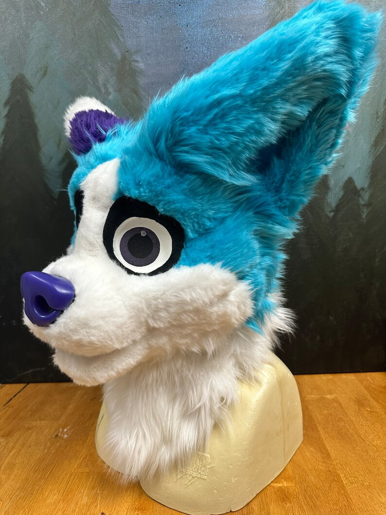 Premade Toony Canine Fursuit Head, Blue Dog Furry Fursuit Ready to Ship