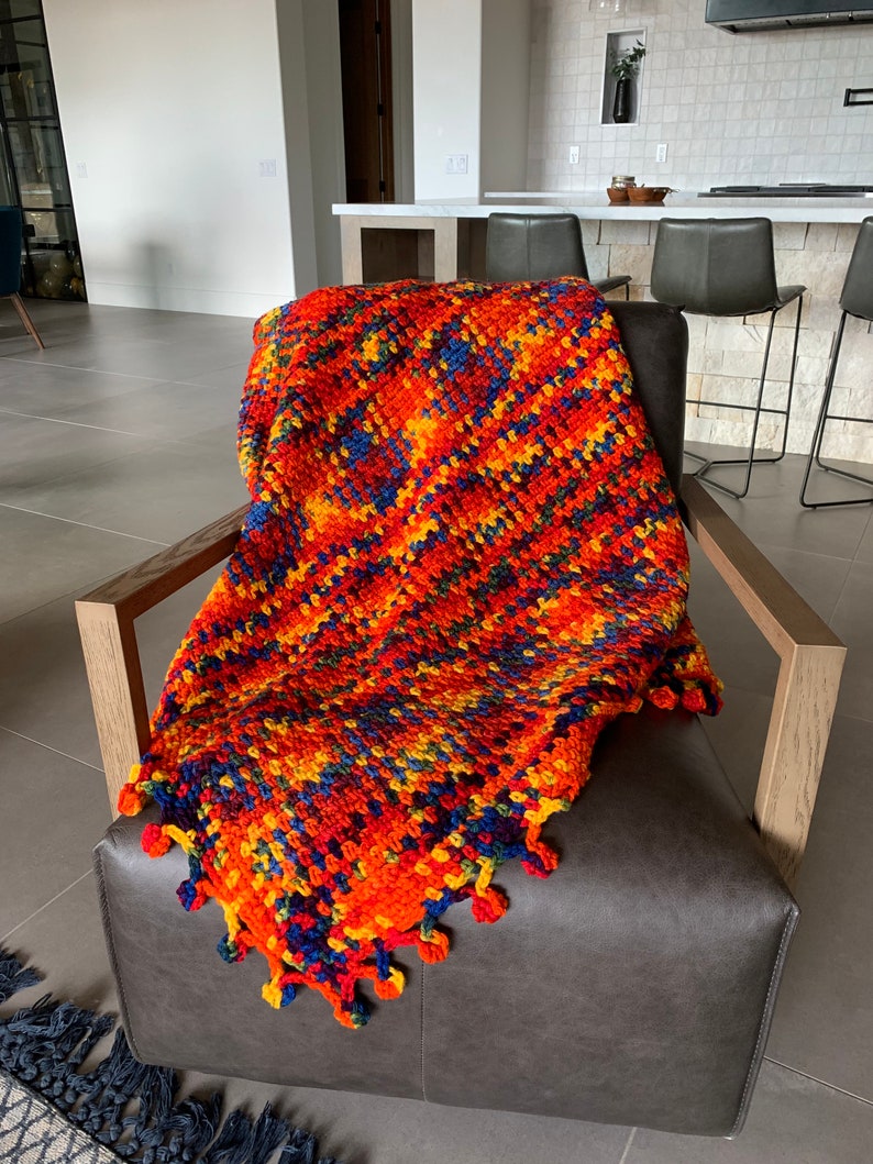 A Wonderfully Bright Delightful Afghan Crocheted From Bernats School