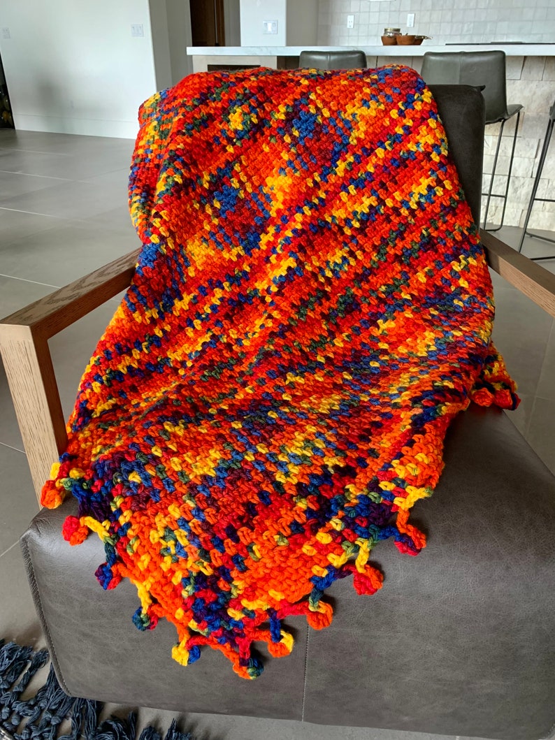 A Wonderfully Bright Delightful Afghan Crocheted From Bernats School
