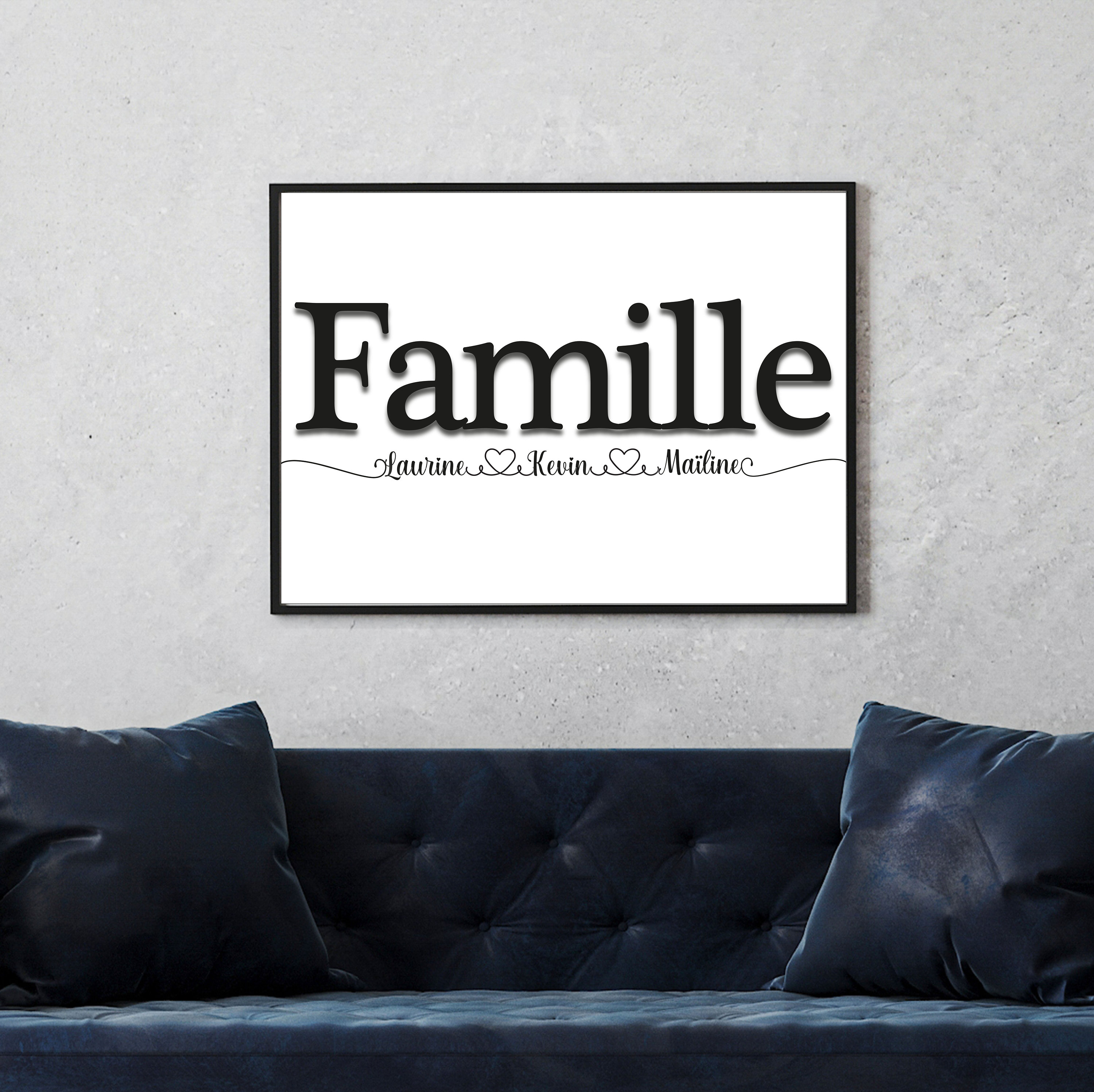 Affiche Personnalisée Famille, Prénom Couple, Enfant,