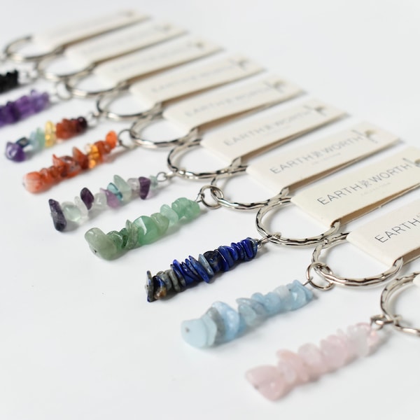 Gemstone keyrings, crystal keyrings, bag accessories, bohemian, spiritual, hippy, protection, love, small gifts, letter box gift, handmade.