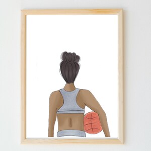 Personalized Womens Basketball Poster, Sports Illustration, Sports Art Print, Basketball Woman, Basketball Player, Basketball Gifts