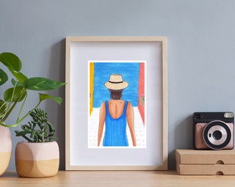 Travel Illustration Art Print | Female Travel | Travel Inspiration Illustration | Wanderlust Art | Europe Travel Poster | Travel Lover Décor