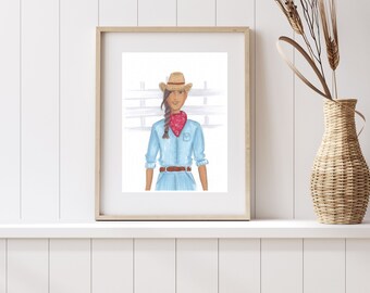 Cowgirl-Wandbild, Cowgirl-Westernposter, Deko fürs Jugendzimmer, Kunstdruck