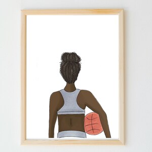 Personalized Womens Basketball Poster, Sports Illustration, Sports Art Print, Basketball Woman, Basketball Player, Basketball Gifts