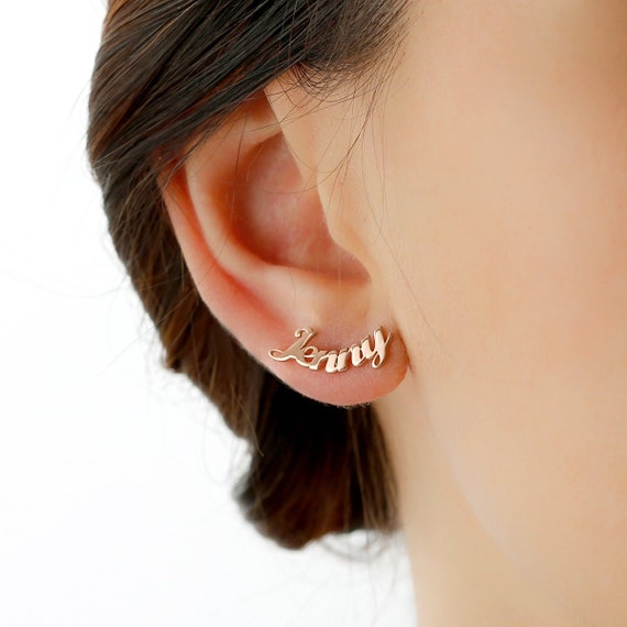 Silver Name Earrings Golden Name Earrings Rose Gold Name Earrings