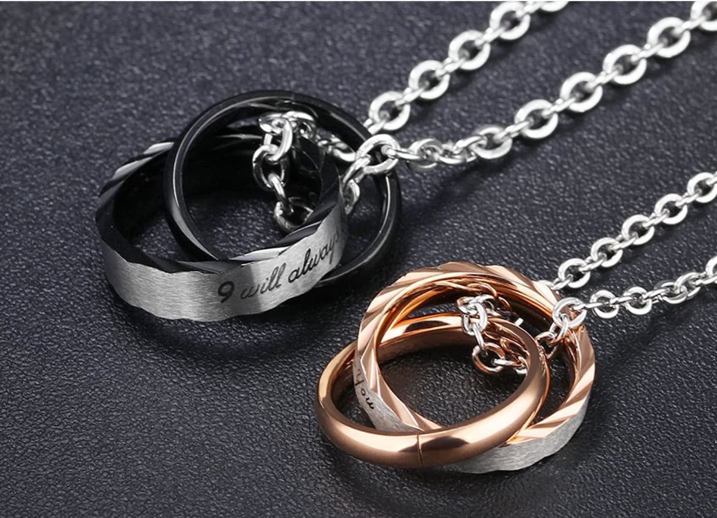 Amazon.com: Homxi Ring Necklace Couples,Couple Necklaces for Him and Her  Stainless Steel Promise Ring Custom White Silver Ring with White Enamel Men  Necklace 24 inch Womens Necklace 20 inch : Clothing, Shoes