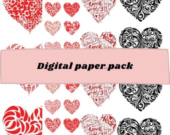 Valentine Digital Papers , Valentine Scrapbook Papers , Heart Wallpapers , Seamless Pattern Valentine Background , Valentine's Day Decor