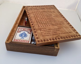 Frustration Rummy and Baseball Dice Game on a Walnut and Cherry Box