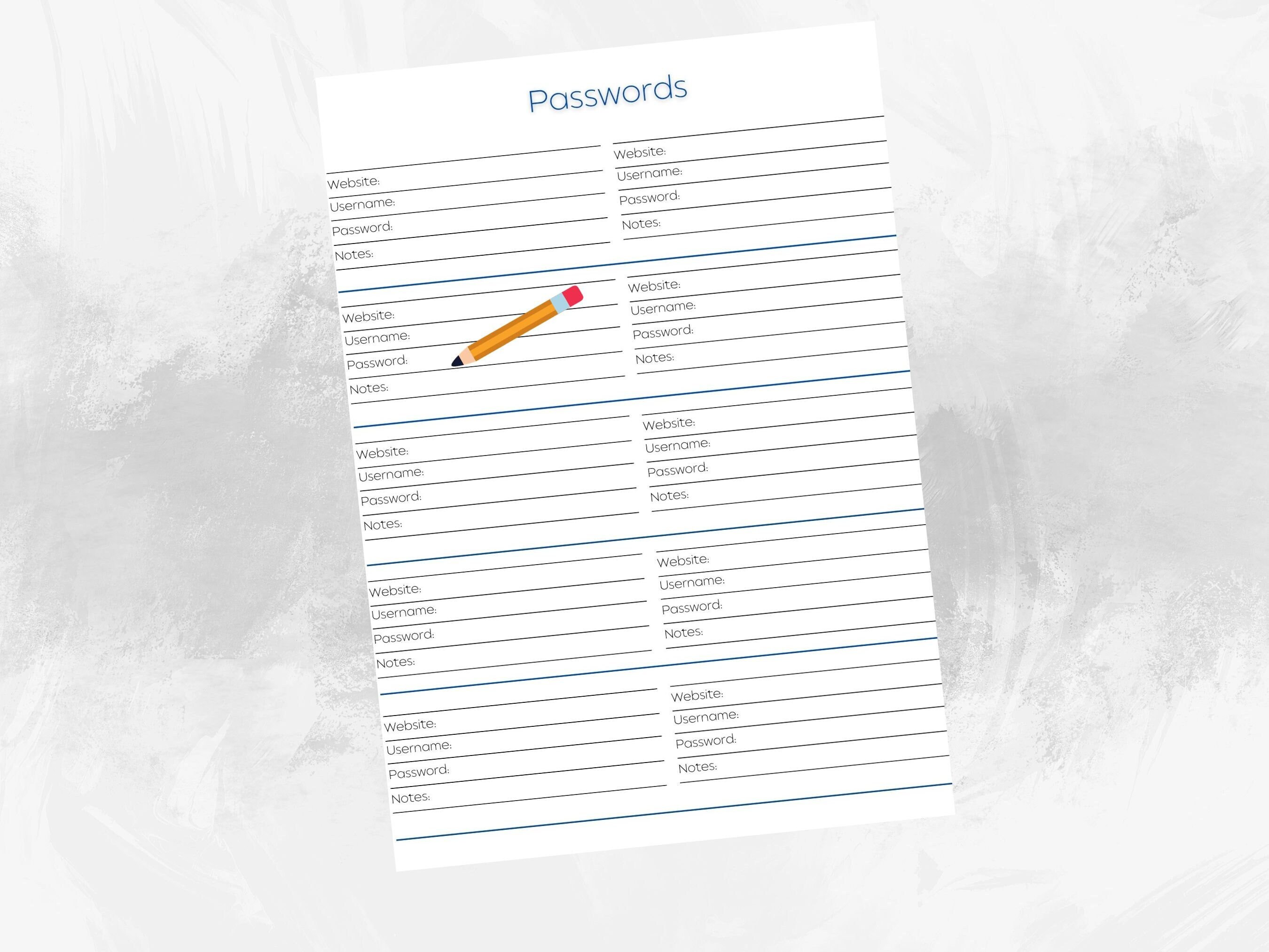 Password Cheat Sheet, Printable - Etsy