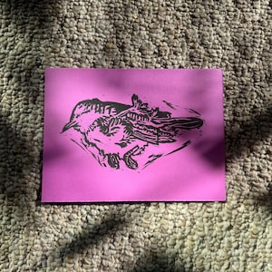 yellow warbler linoblock print