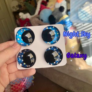 Starry Collection safety eyes, 3D sinker eyes, color shift with stars, Ready to ship and backers included, For amigurumi