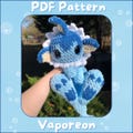 Crochet Water Fox snuggler inspired by Vaporeon, Intermediate pattern, Downloadable pdf crochet pattern, Written in US terminology