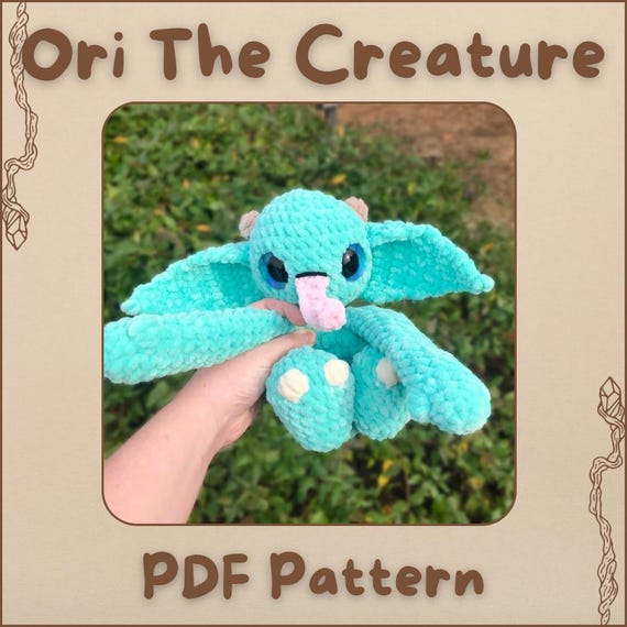 Patrón de crochet descargable en PDF de Ori, la criatura que se