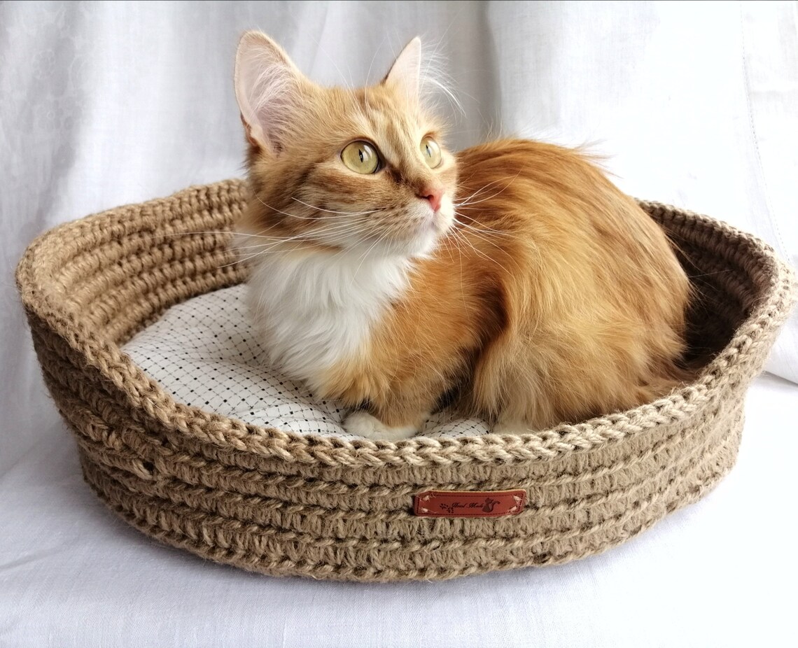 Cat basket bed is Modern cat furniture Gift Pet cat pillow Etsy