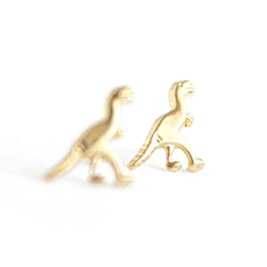 10k Solid Gold Dinosaur Earrings - Dinosaur earrings - Screw back earrings - dinosaur gold studs - Velociraptor stud - SOLD by PIECE or PAIR