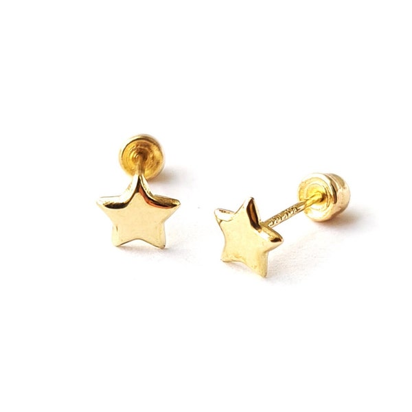 10k Solid Gold Star Earrings, Star Stud, Celestial jewelry Gift for her, Dainty Gold Galaxy stud earrings, Tiny Star-Shaped gold studs