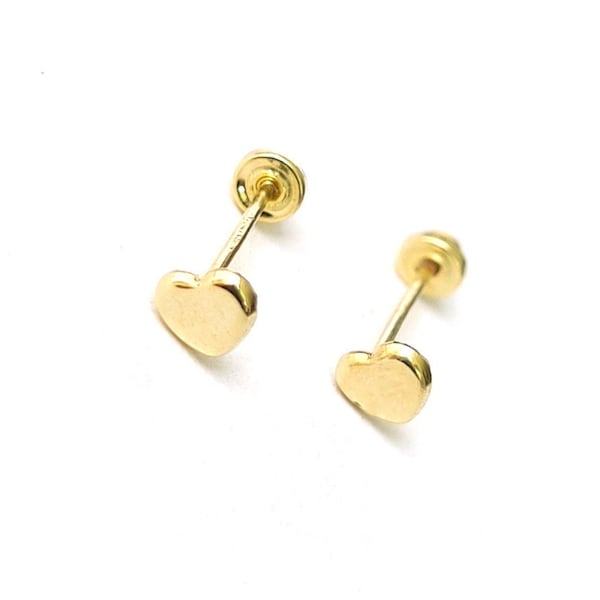 10k Solid Gold Mini Heart Earrings - Gift for her - Gold earrings for babies - gold heart studs - Dainty earrings - SOLD by PIECE or PAIR