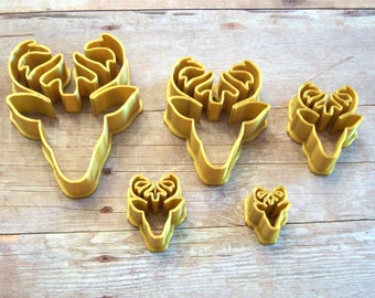 Set Of 3 Copper Deer Antler Cookie Cutters - 4.5" To 4.75" Tall, Handmade In USA, Food Safe
