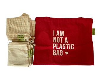 Heavy Canvas tote bag and eco friendly mesh and muslin bags for green christmas gift