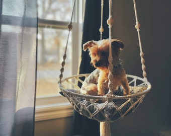 Hammock for animals, hanging bed for dog cat, hanging hammock macramé for dog cat, boho animal decoration