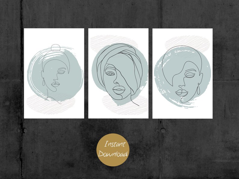 Living room decor Women/'s faces print abstract art Instant downloads Digital print art Gifts Wall decoration Bohemian Art Home decor