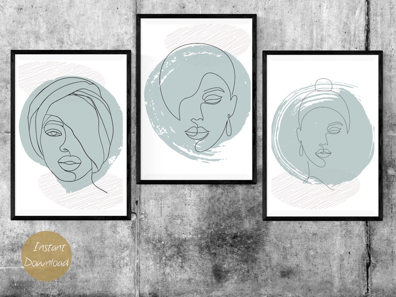 Living room decor Women/'s faces print abstract art Instant downloads Digital print art Gifts Wall decoration Bohemian Art Home decor