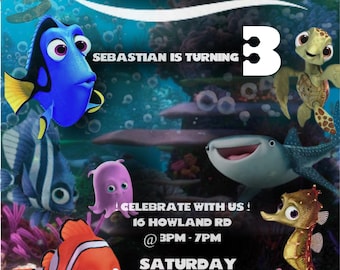Findet Nemo Geburtstagseinladung Findet Dory Kindergeburtstag-Party Einladung