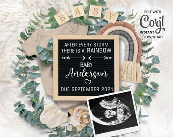 Due Date. After every storm Neutral Pregnancy Announcement Custom Pregnancy Announcement Rainbow Baby Digital Pregnancy Announcement