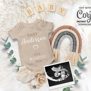Faire-part de grossesse numérique pour les réseaux sociaux, annonce personnalisée de la date d'accouchement du bébé arc-en-ciel pour Instagram août septembre #014