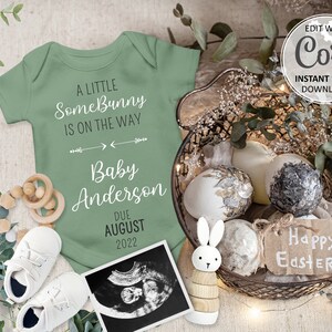 Faire-part de grossesse de Pâques carte numérique pour réseaux sociaux, annonce de naissance modifiable pour bébé de printemps pour Instagram #158