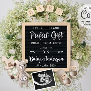 Religious Rainbow Pregnancy announcement Digital, Rainbow baby announcement, James 1:17 Pregnancy Announcement, Christian Baby Reveal #618