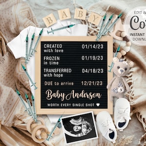 IVF Pregnancy Announcement Digital, Gender Neutral IUI Baby Announcement, Rainbow Baby reveal Editable, Little Embryo That Could #784