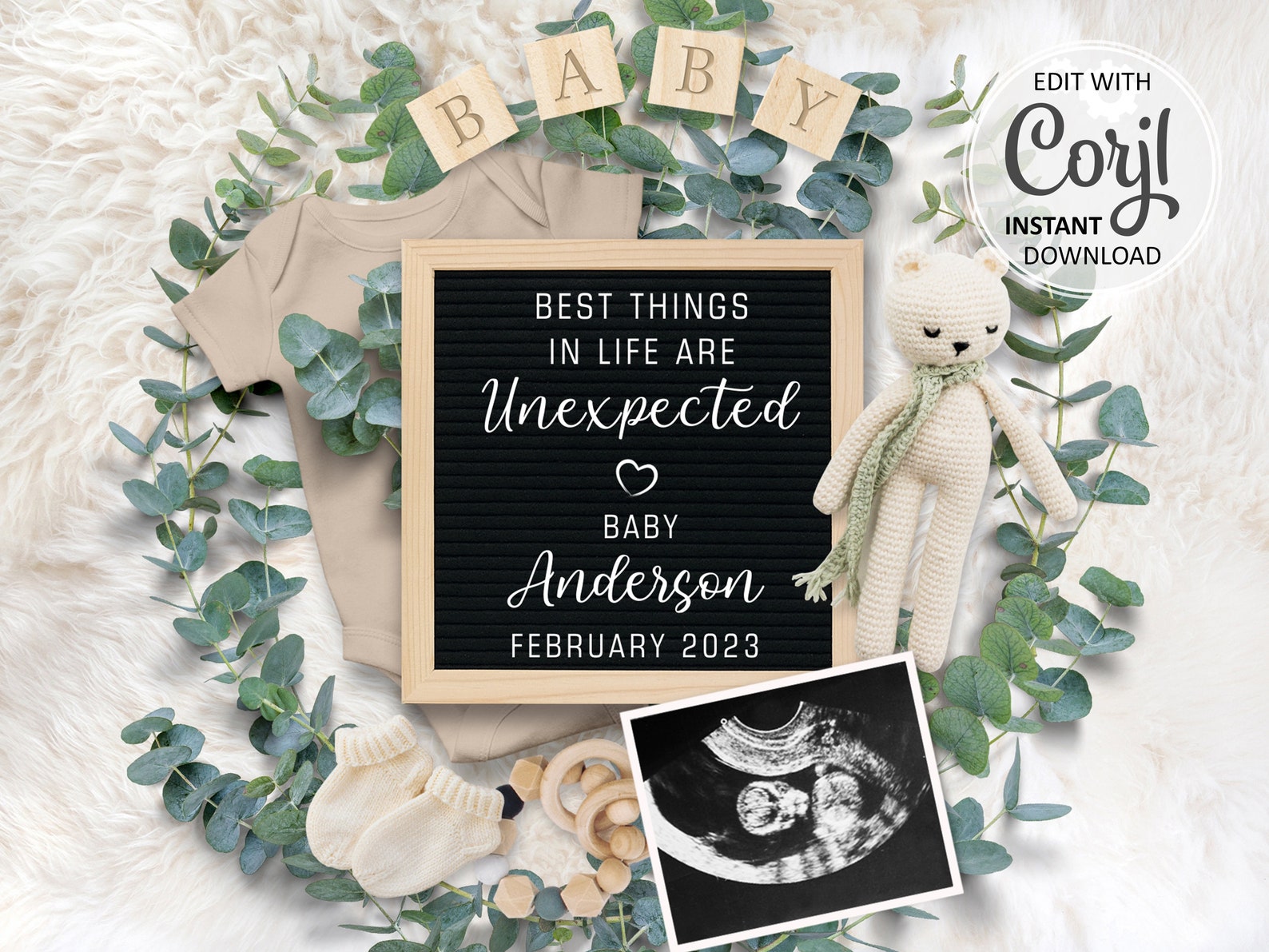 Unexpected Baby Announcement Digital Card Surprise Pregnancy Etsy