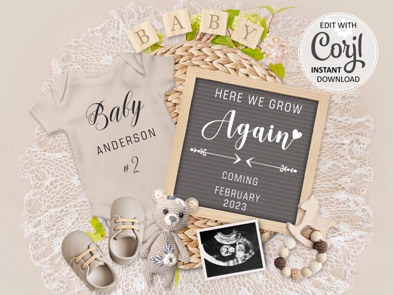 Tie Breaker Pregnancy Announcement Digital Boho Baby -   Digital baby  announcement, Pregnancy announcement, Baby announcement pictures