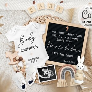 Christian Rainbow Pregnancy announcement Digital Rainbow Baby Announce Reveal, Editable Social Media Pregnancy reveal Template #686
