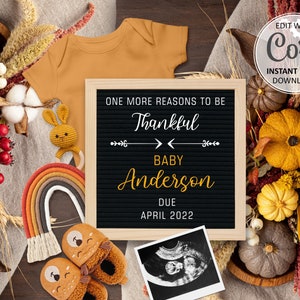 Herbst-Baby-Ankündigung digital für soziale Medien, Regenbogen-Schwangerschaft-Ankündigungskarte, bearbeitbare Thanksgiving-Herbstschwangerschaft kündigen # 117 an