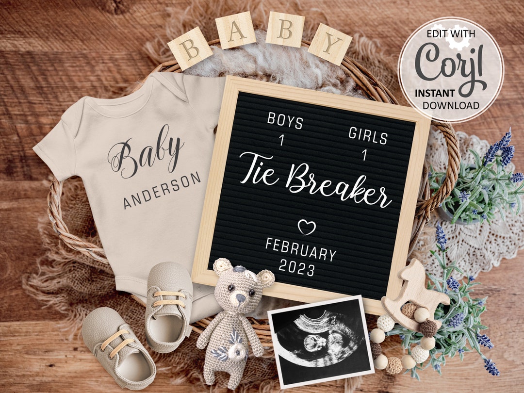 Tiebreaker Pregnancy Announcement DIY Editable Digital File 