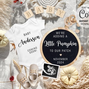Thanksgiving pregnancy announcement digital, Fall Baby Announcement for social media, Editable Halloween pregnancy announce Instagram #806