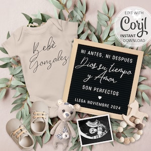 Pregnancy Announcement Spanish, Anuncio de Embarazo, Baby Reveal Social Media, Ni antes ni despues Dios su tiempo y Amor son perfectos #1042