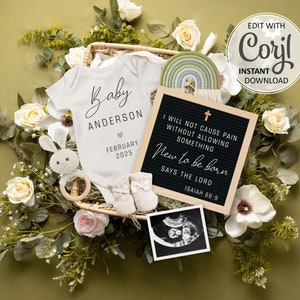 Isaiah 66:9 Christian Rainbow Pregnancy Announcement digital, Rainbow Baby Pregnancy Announce, Social Media Baby Announcement Template #1382