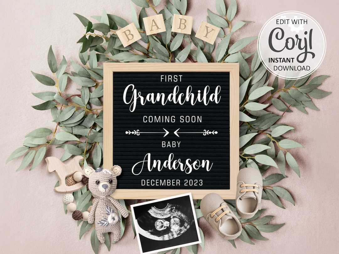 Grandparent Pregnancy Announcement Digital First Grandchild Reveal Due