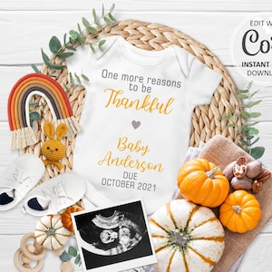 Autumn Digital Pregnancy Announcement for Social Media, Pumpkins Baby Reveal due date Thanksgiving Editable Announce Instagram October #047