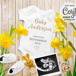 Spring Pregnancy Announcement Digital Social Media card, Editable Easter Baby Reveal due date Personalized birth Announce for Instagram #007