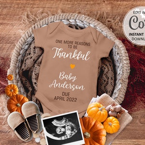 Herbst Baby Ankündigung digitale Karte, Kürbisse Schwangerschaft offenbaren Fälligkeitsdatum Thanksgiving Bearbeitbare Ankündigung Social Media Oktober # 100