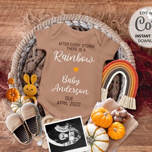 Herbst Digitale Schwangerschaftansage, Fälligkeitsdatum des Regenbogen-Babys enthüllen Personalisierte Kürbisansage, Thanksgiving Editierbare Karte, November # 099