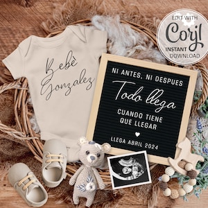 Pregnancy Announcement Spanish, Anuncio de Embarazo, Baby Reveal Social Media, Ni antes ni despues Todo llega cuando tiene que llegar #1045