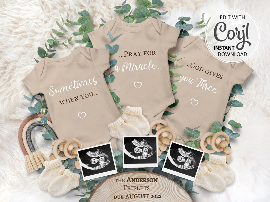 TRIPLET Announcement Digital Rainbow Pregnancy Reveal Due Date