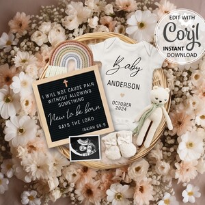 Isaiah 66:9 Christian Pregnancy Announcement digital, Rainbow Baby Pregnancy Announce, Social Media Baby Announcement Template #1209