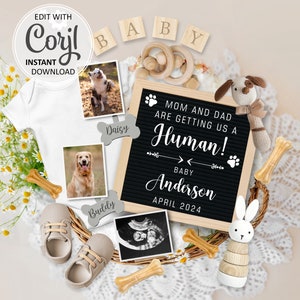 Dog Pregnancy Announcement: Editable Social Media Baby Reveal (Digital Template JPG/PDF) #750